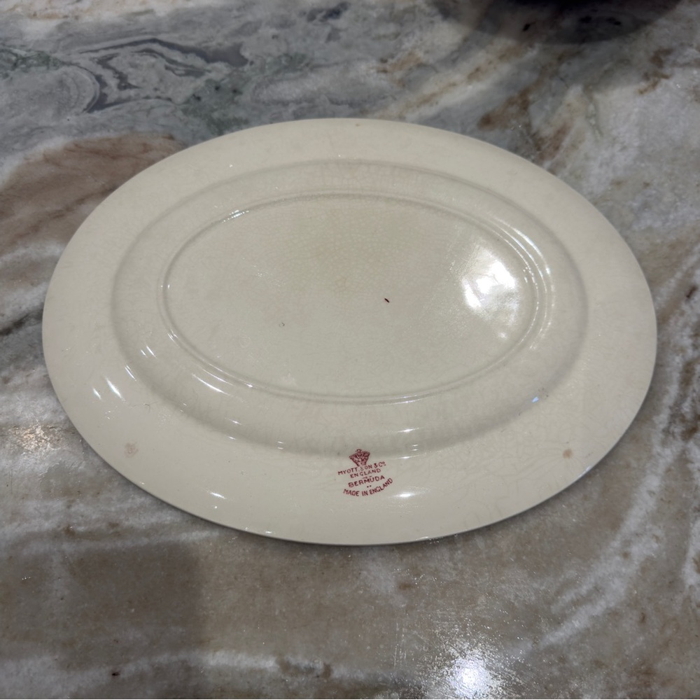 Myott Son Bermuda Pink 9” Serving Bowl 13” Serving Platter England Set of 2 - Picture 4 of 7